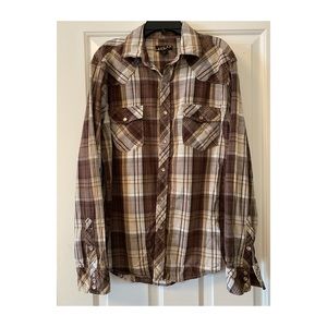 Men’s Brown Plaid Casual Shirt